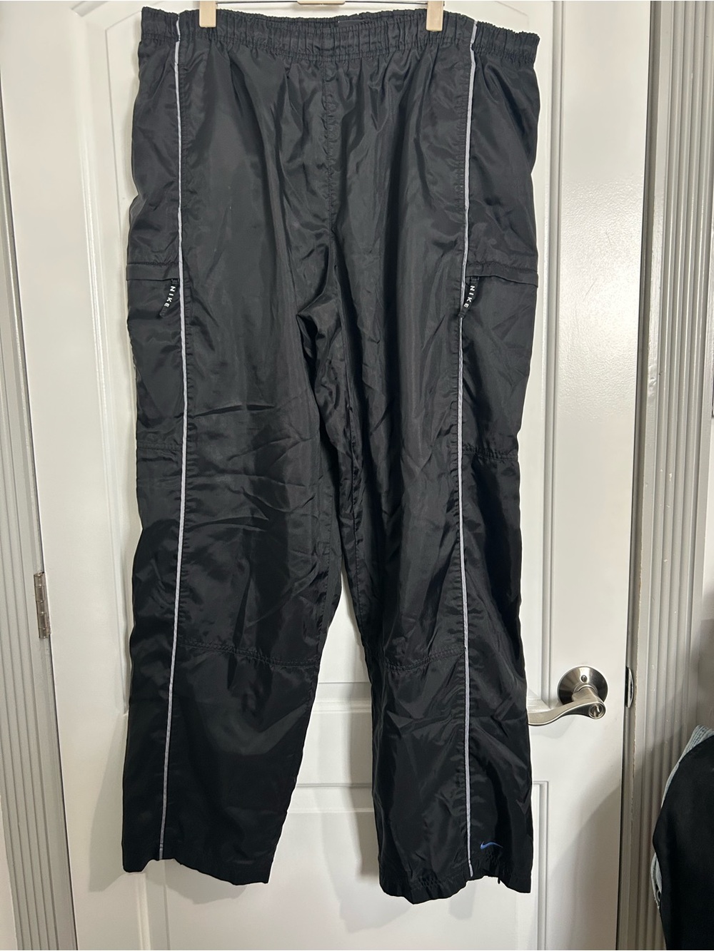 Nike Vintage 90s Black Nylon Jogger Track Pants size XXL streetwear gorpcore y2k